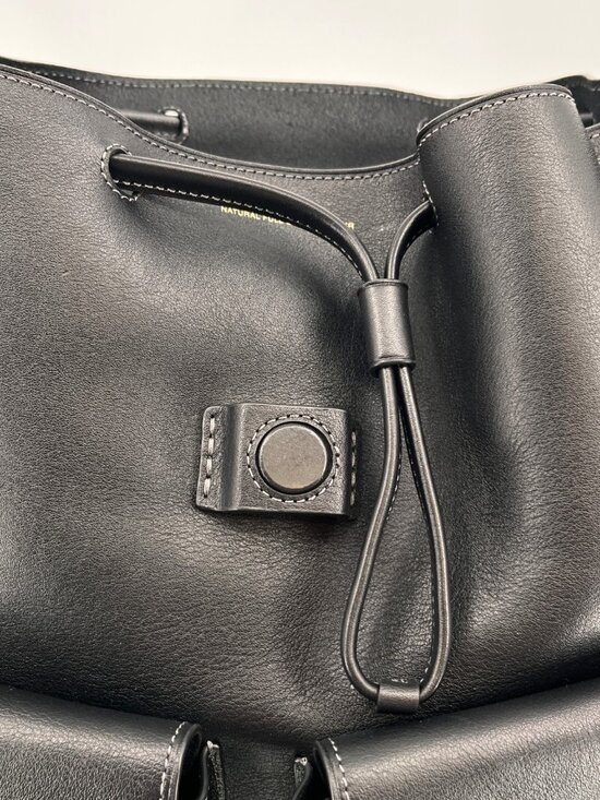 Coach Crosby Leather Backpack Black Drawstring Flap Gold Logo Snap Pockets main image 15